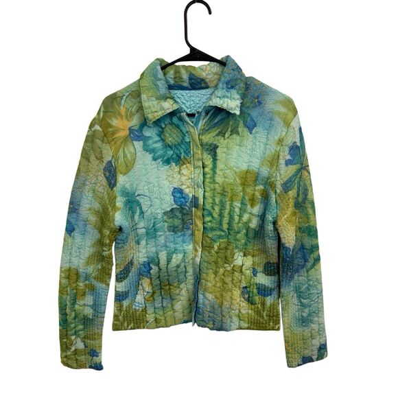 Floral Patterned Reversible Quilted Vintage Jacket - Picture 1 of 9